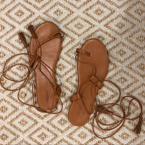 Tan wrap up sandals/flats